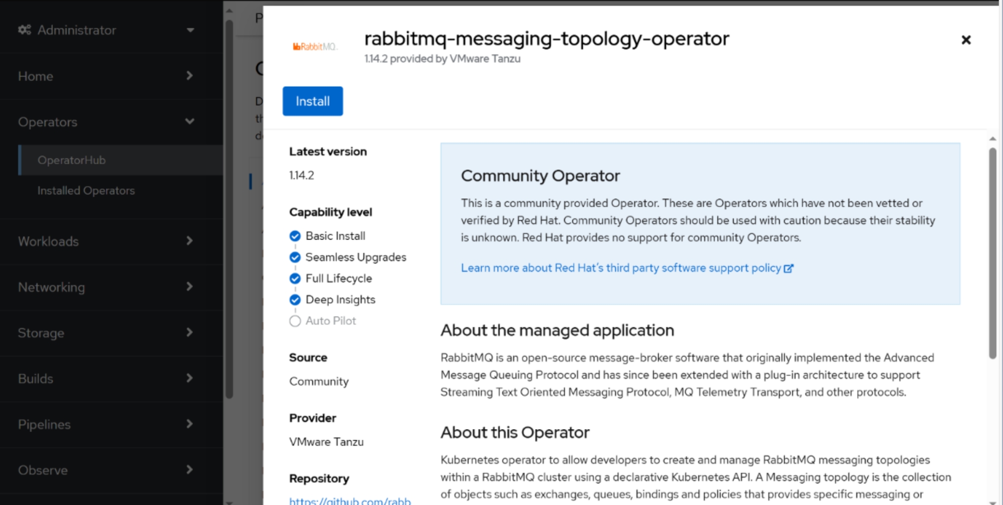 Setup RabbitMQ Cluster Operator with Console